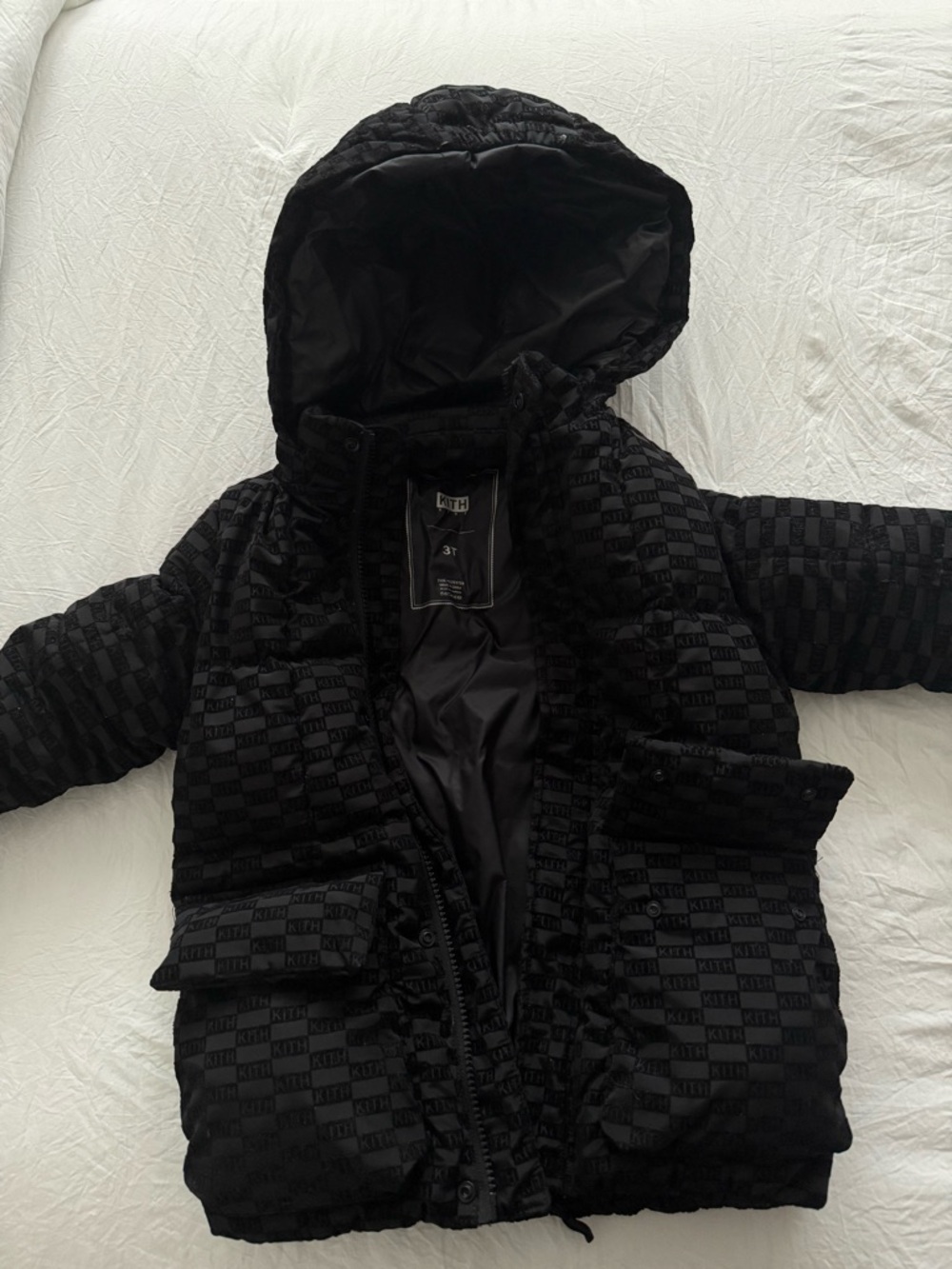Kith Black Hooded Kids Puffer Jacket